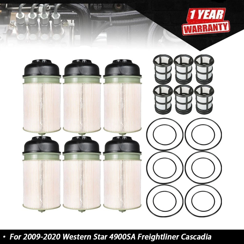 6X Fuel Filter for Western Star 4900SA, Freightliner Cascadia