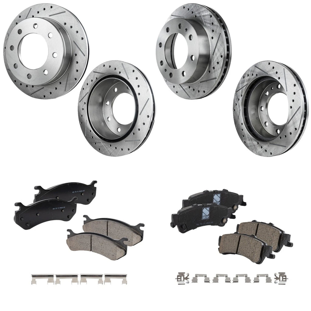 Disc Brake & Pad Kit for Chevrolet GMC 1500 Truck (2004) Cross-drilled