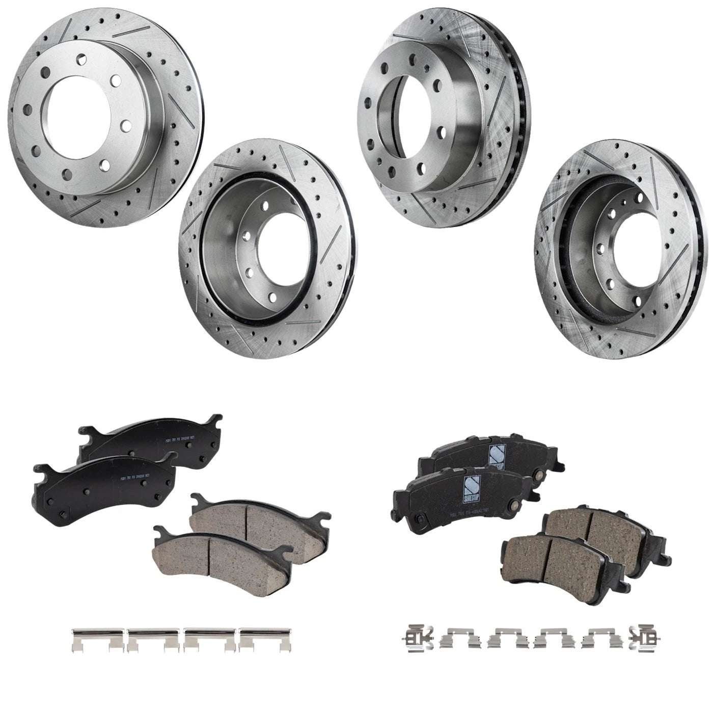 Disc Brake & Pad Kit for Chevrolet GMC 1500 Truck (2004) Cross-drilled