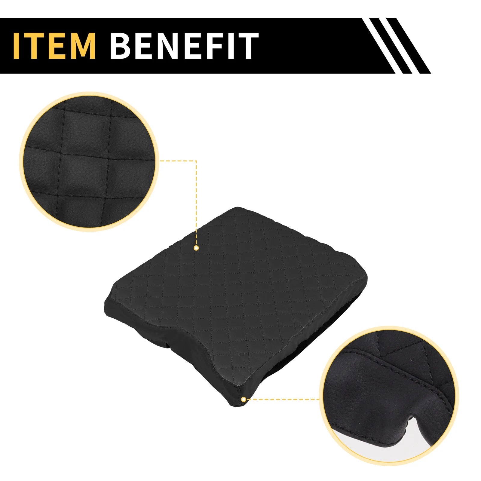 Center Console Cover for Ford F-150 (2015–2020) Microfiber Leather Black