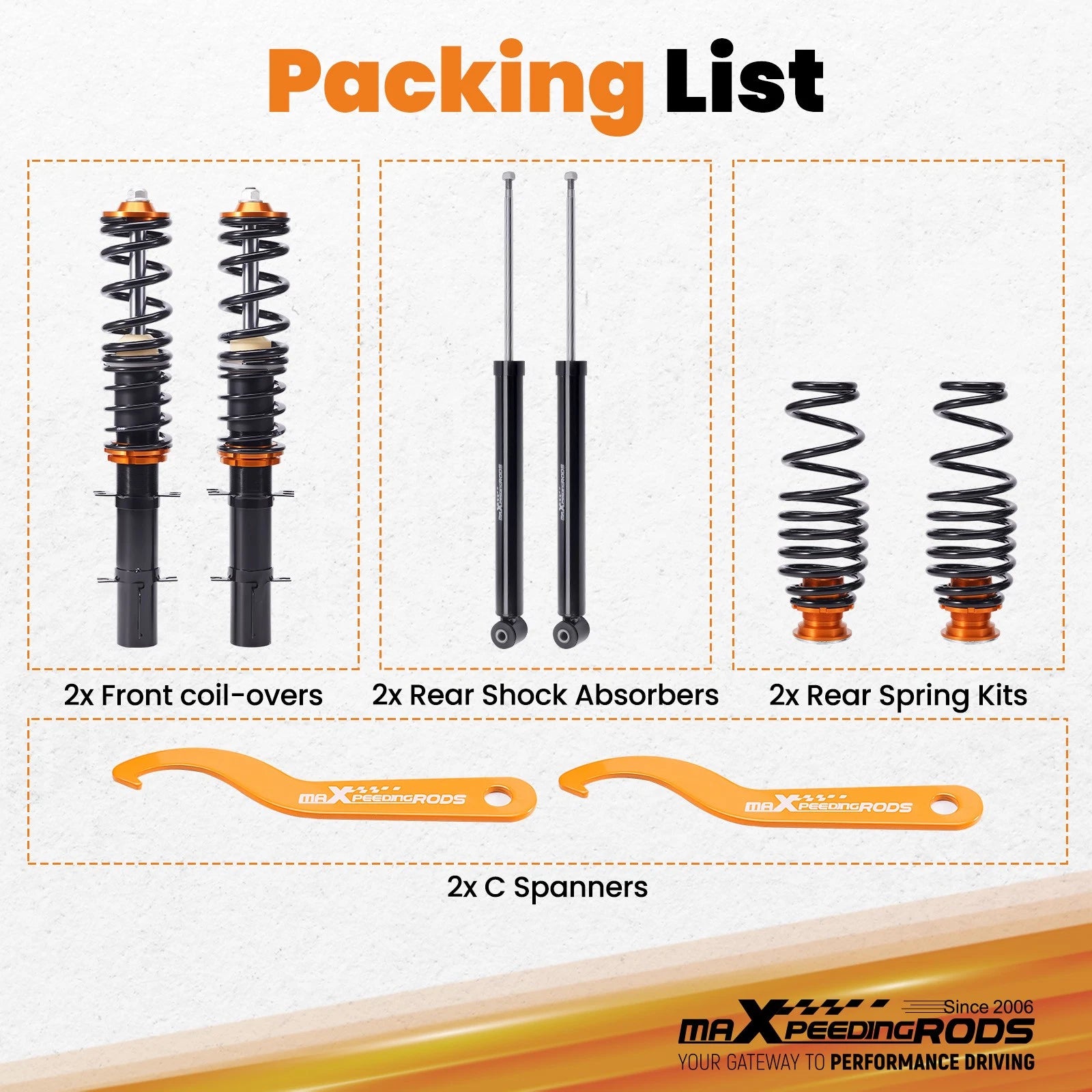 Coilovers Kit for VW Golf Jetta MK4 (1999–2004) Adjustable Height Suspension