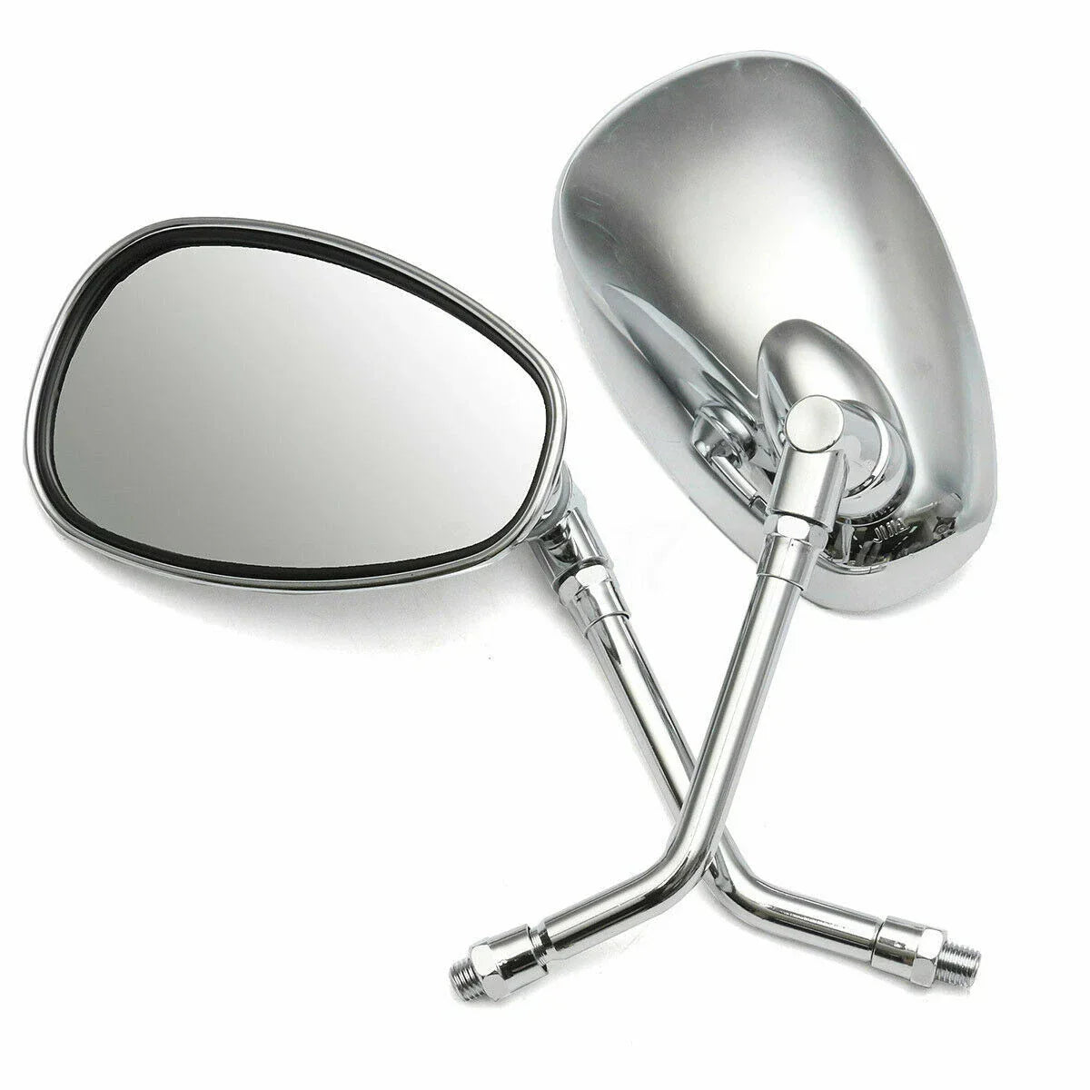 Chrome Motorcycle Oval Rearview Side Mirrors 10mm for Cruiser Chopper