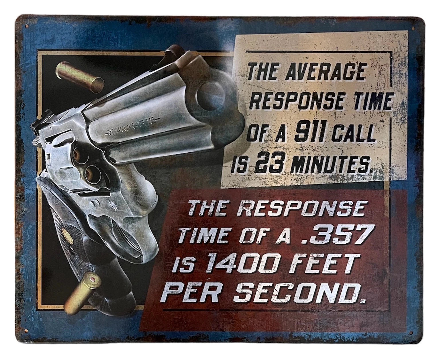 Concealed Carry .357 Magnum Revolver Wall Sign 15 x 12