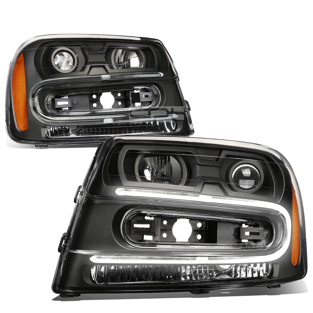 LED DRL Projector Headlight Pair for Chevy Trailblazer (2002–2009)