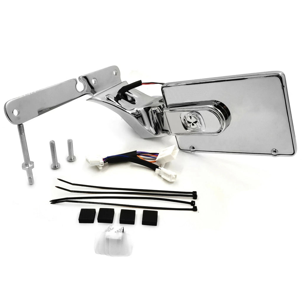 Chrome Skull License Plate Bracket w/ LED for Harley Forty Eight XL1200X (2010–2023)