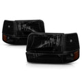 Headlight Set for Ford F150/F250/F350 (1992–1996) w/ Bumper Lamps & Side Marker Tinted/Amber