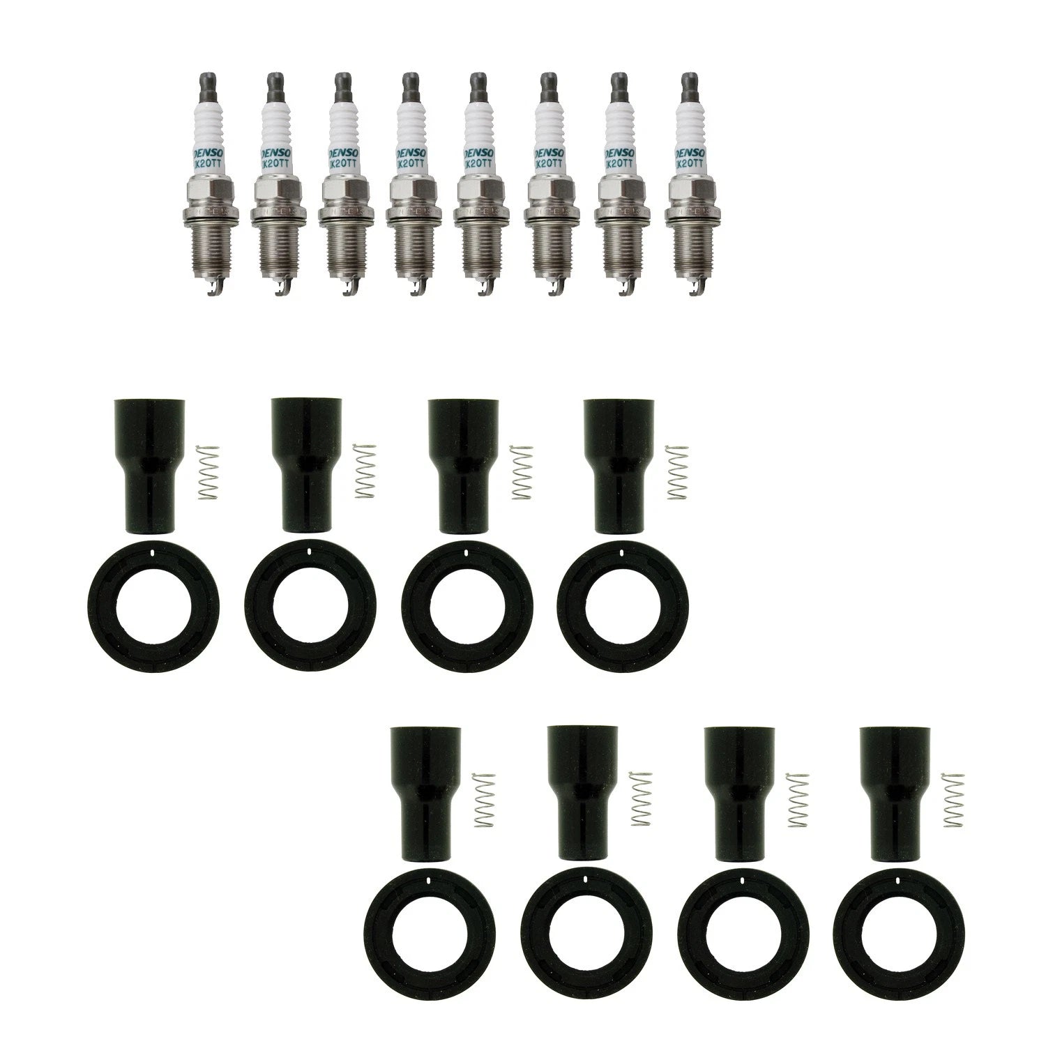 Set of 8 Denso Iridium Spark Plugs & NGK Coil Boots for 4Runner GX470 SC430 (2003–2009)