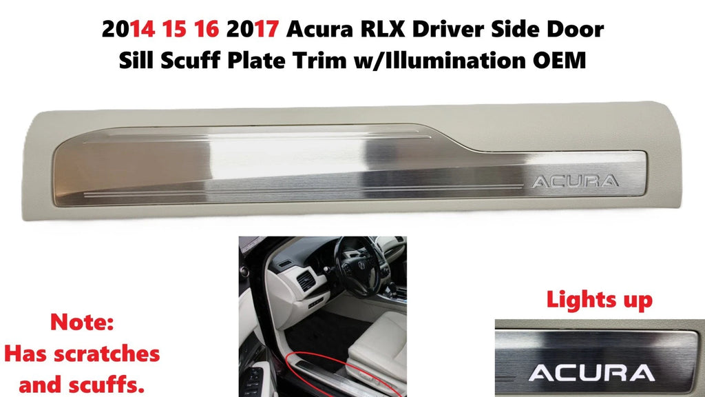 Driver Side Door Sill Scuff Plate Trim w/Illumination for Acura RLX (2014–2017)