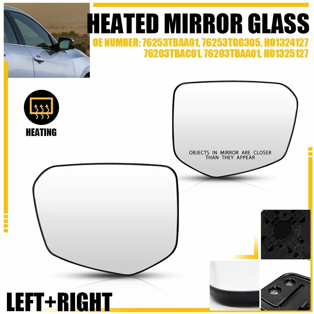 Pair Mirror Glass for Honda Civic (2016–2021) - Power Driver & Passenger Side