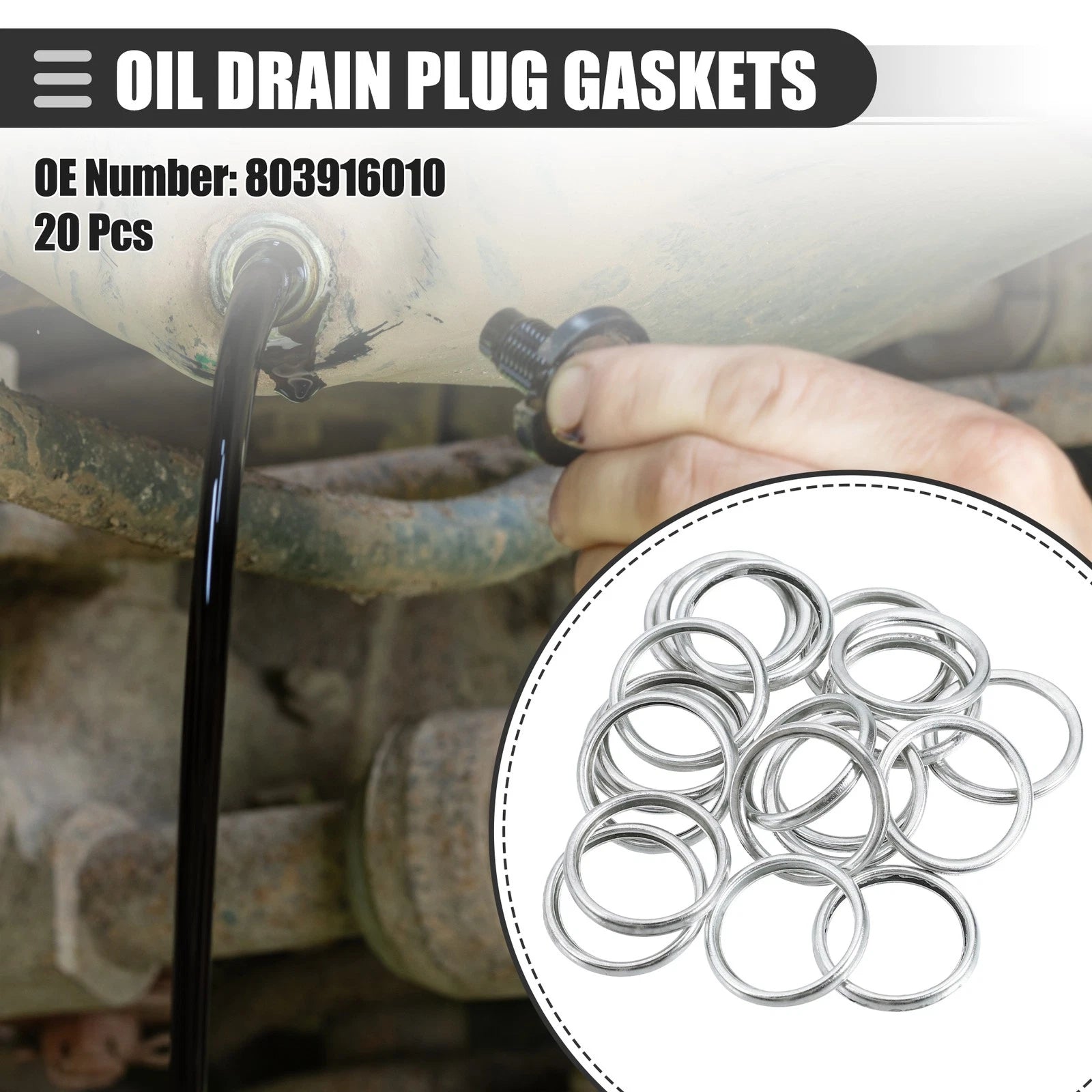 20 Pcs Oil Drain Plug Gaskets for Subaru BRZ (2013–2020) No. 803916010