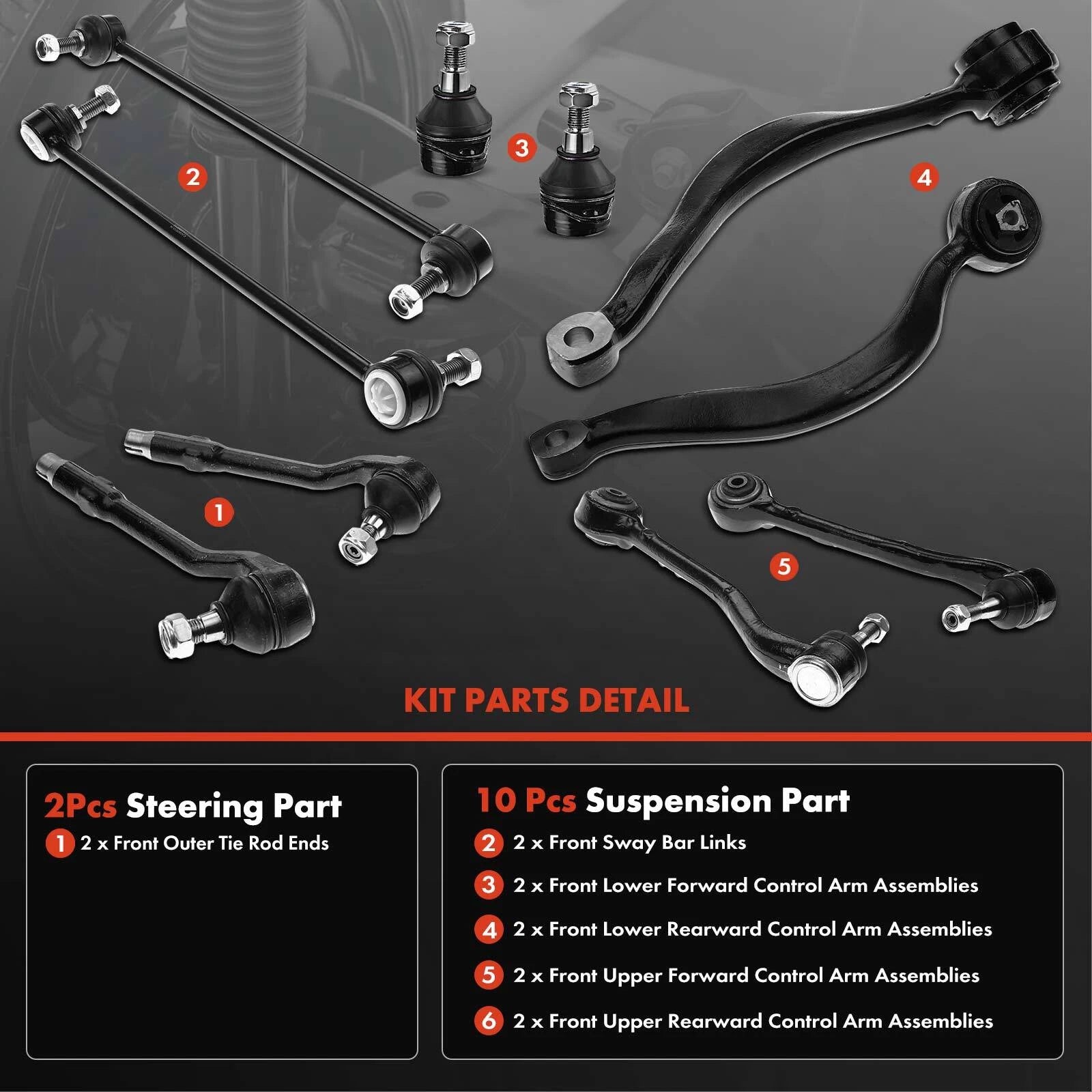 10x Front Control Arm Ball Joint Tie Rod for BMW X5 (2000-2003)