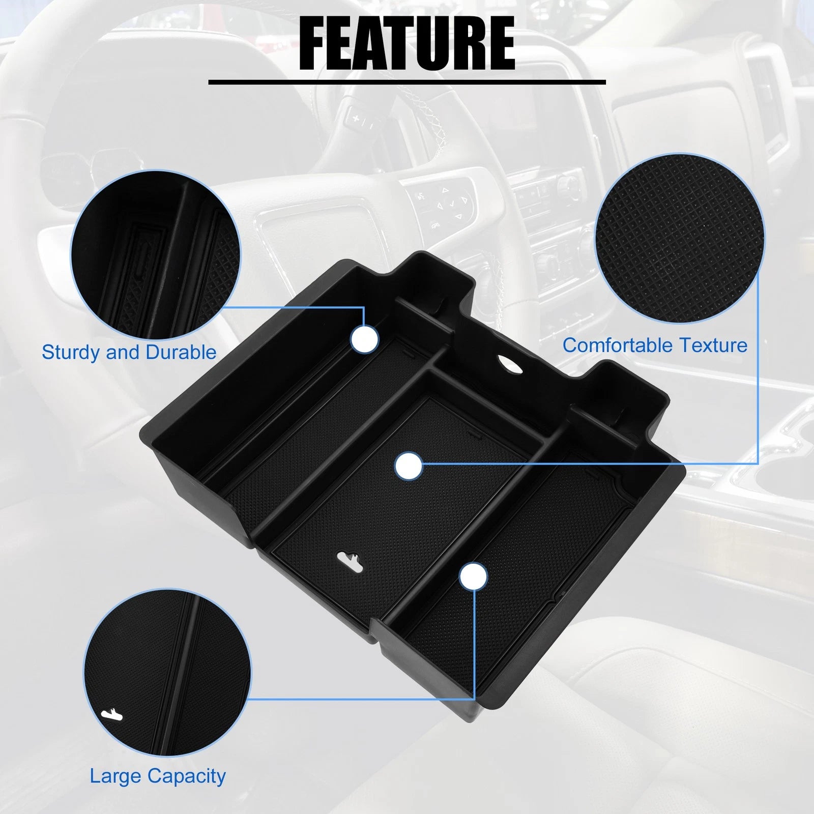Center Console Tray Panels Organizer Box for Chevy Silverado (Full Size) 723115701548