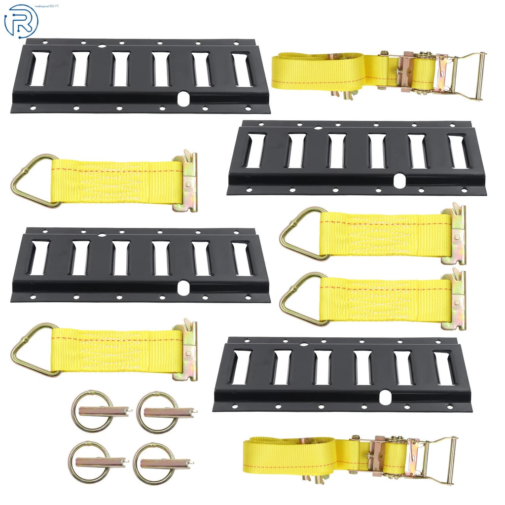 Set of 14 Black E Track Tie Down Rails for Secure Cargo (Powder Coated)