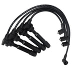 Set of 4 Spark Plugs +4 Ignition Wires for Hyundai Elantra Tiburon Kia Spectra Soul (L4 2L)