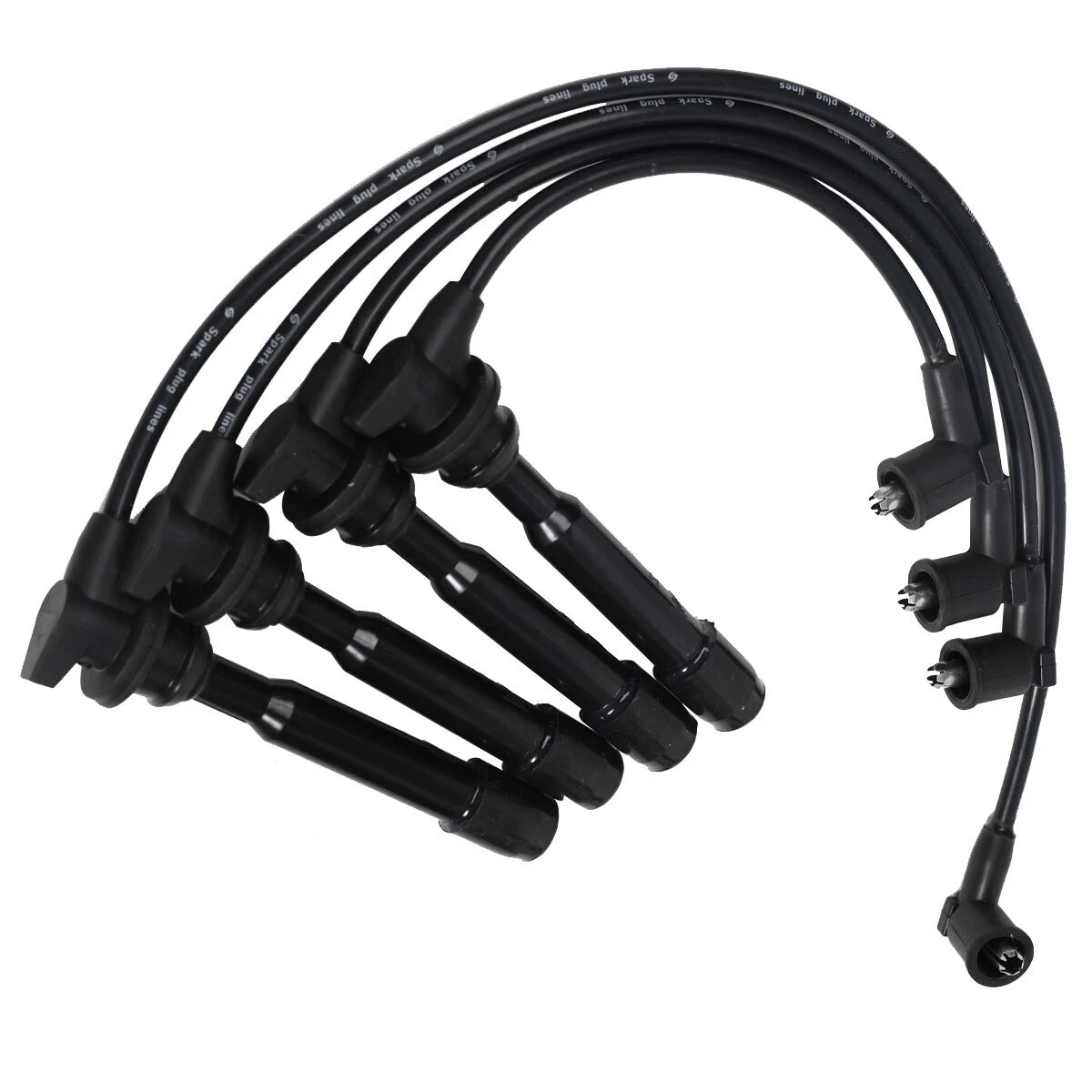 Set of 4 Spark Plugs +4 Ignition Wires for Hyundai Elantra Tiburon Kia Spectra Soul (L4 2L)