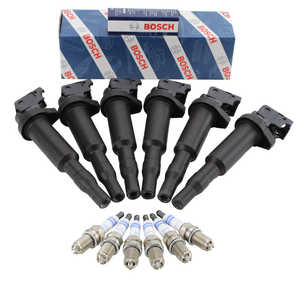 Set of 6 Bosch Platinum Spark Plugs & Ignition Coils for BMW E46 E83