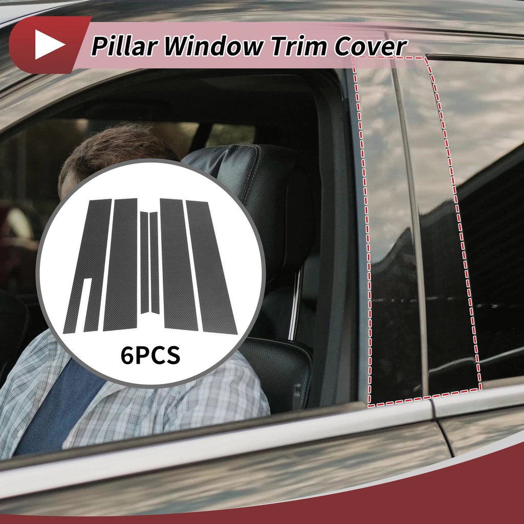 Set of 6 Door Pillar Window Trim for Ford Taurus (2010–2020) Carbon Fiber