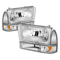 Headlight Lamps for Ford F250/F350 Super Duty (1994–2004) Chrome Housing Amber Corner