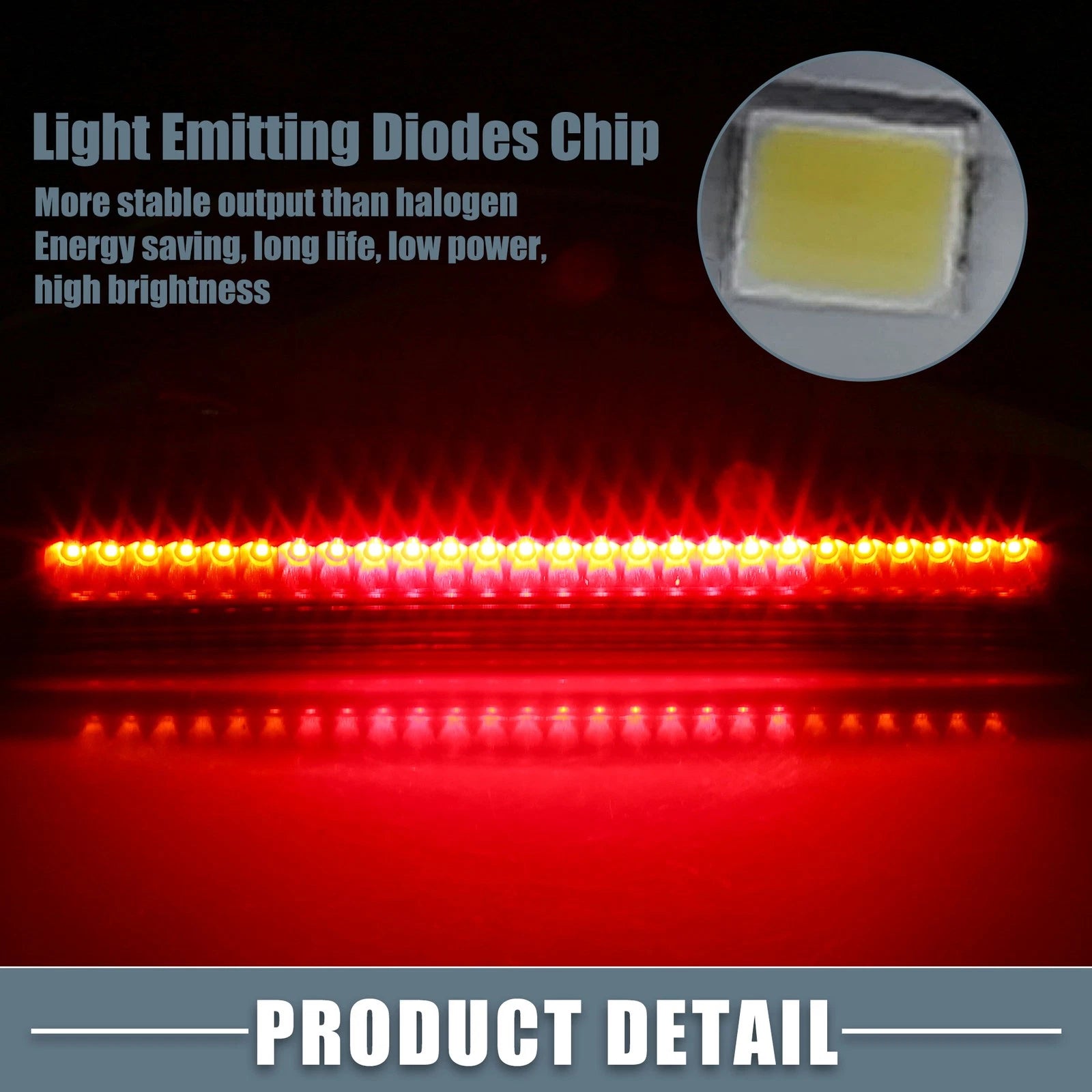 High Mount Stop Light for Nissan (26590-EA800) Chrome Tone Housing Red Lens
