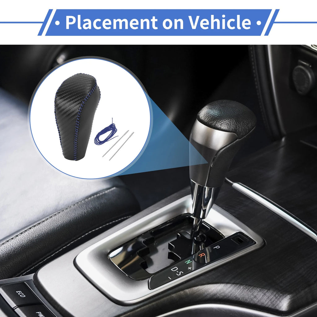 Gear Shift Knob Cover for Chevrolet Cruze (2011–2015) Black Carbon Fiber Blue