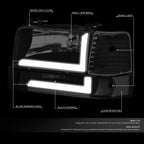 6Pcs Headlight & Bumper Lamp for Ford F150 F250 F350 (1992–1996) w/LED DRL Smoked/Clear