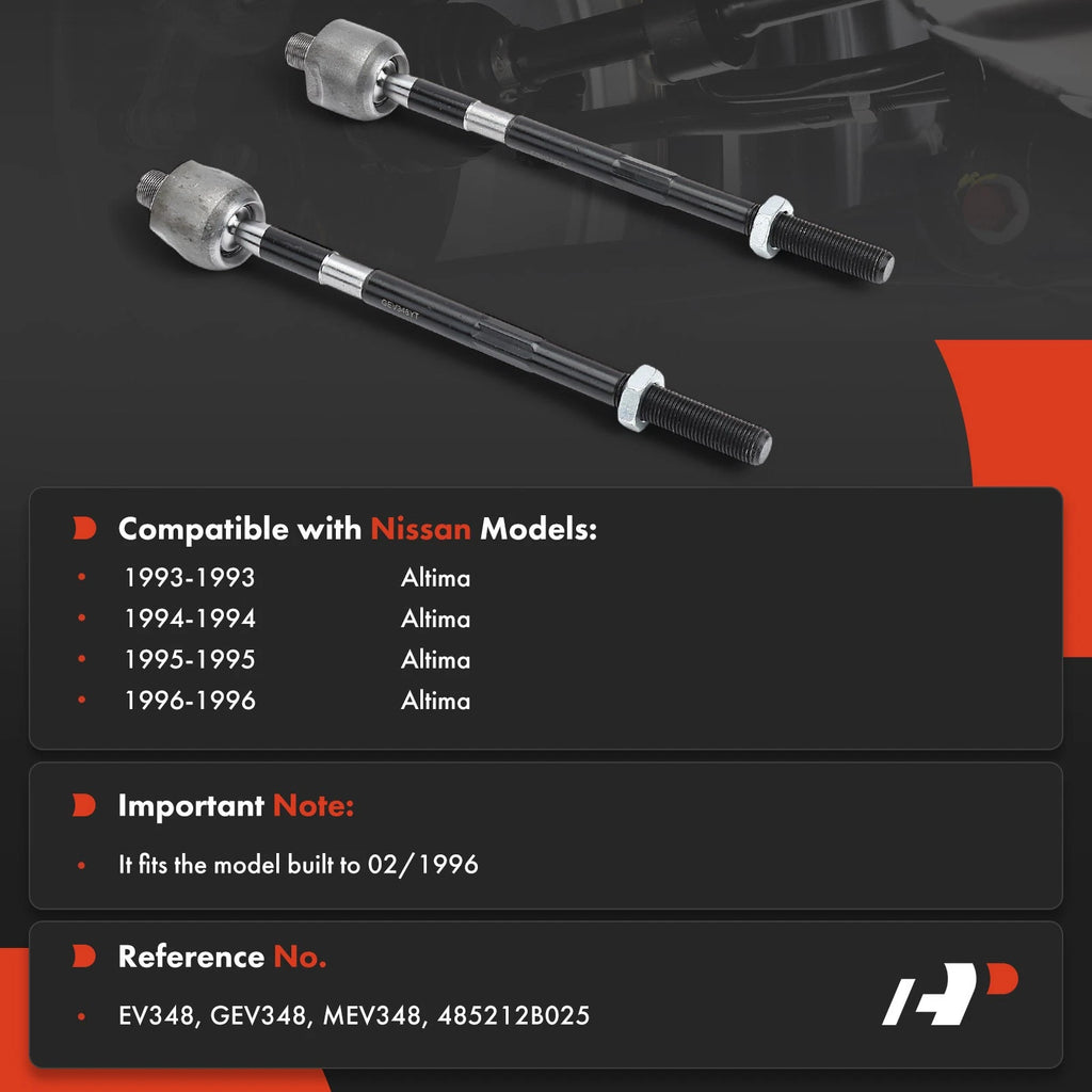 2X Front Inner Side Tie Rod End for Nissan Altima (1993-1996)