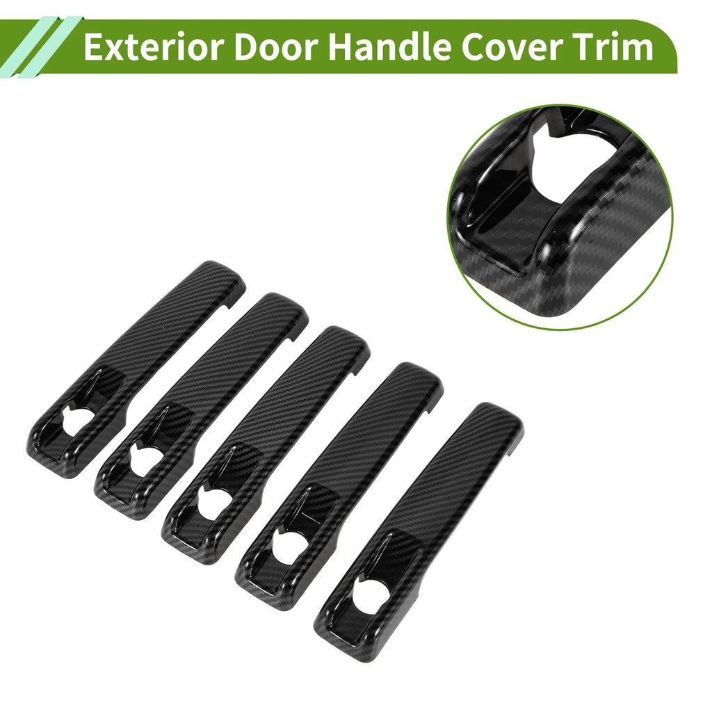 Set of 5 Carbon Fiber Black Exterior Door Handle Cover Trim for Mercedes-Benz G 