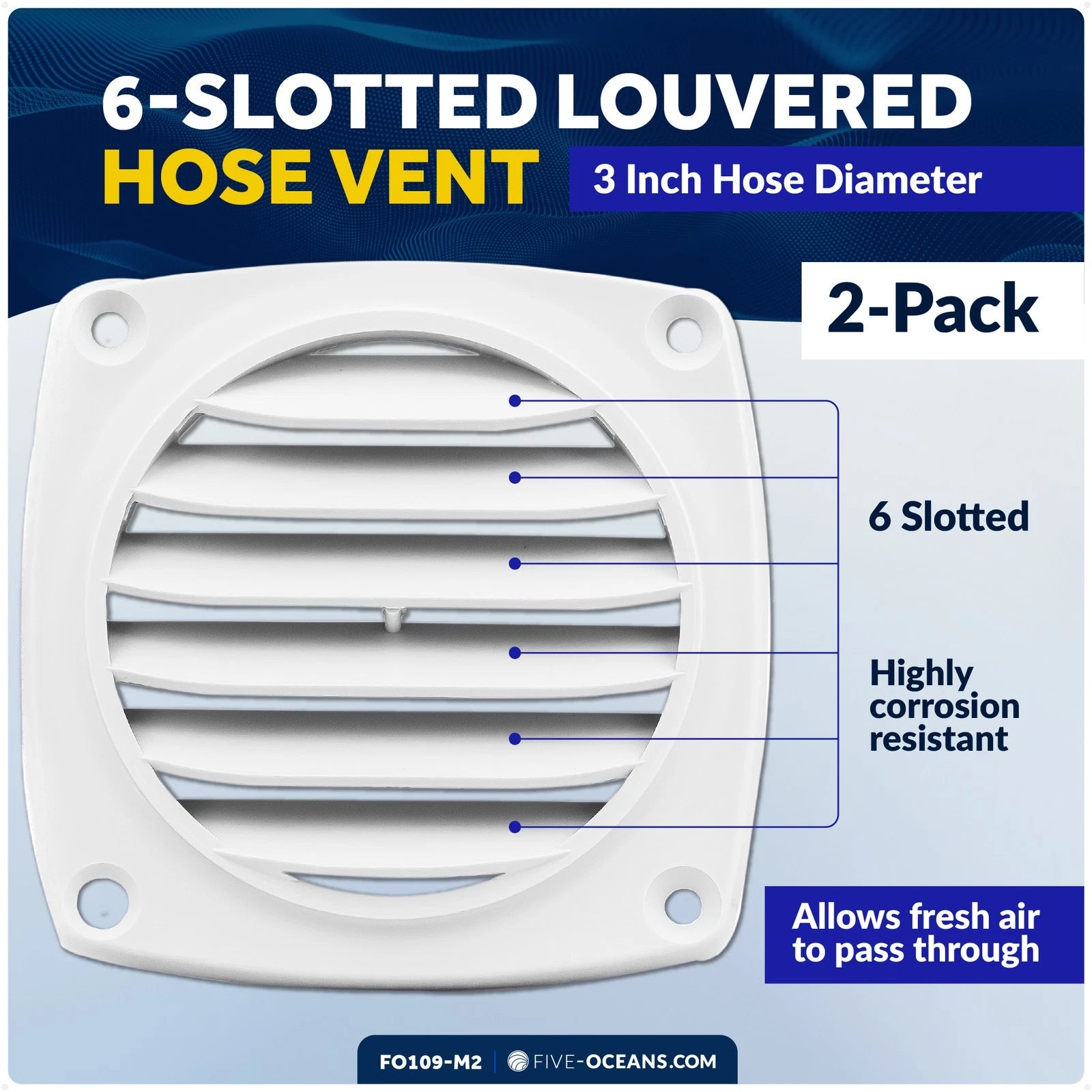 2X 6-Slotted Louvered Hose Vent for FO109-M2 (3-inch Hose Diameter)