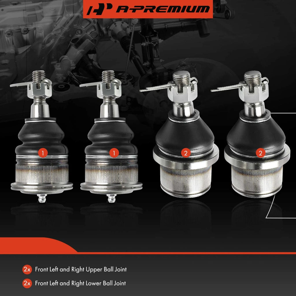 Set of 4 Front Lower & Upper Ball Joints for Chevrolet Express 2500