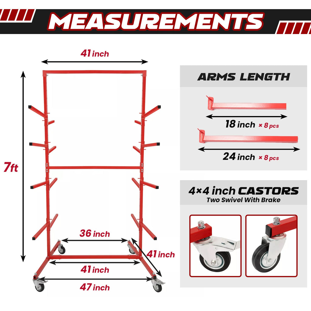 Adjustable Mobile Bumper Storage Rack for Auto Body Shop