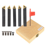 Set of 5 Lathe Indexable Carbide Inserts and Turning Tool Bit Holder