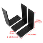 Set of 6 Heavy Duty Black Steel Countertop Support Brackets 6"x8"