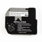 Label Tape for P-Touch (M231, M-K231, MK231) 12mm Black on White