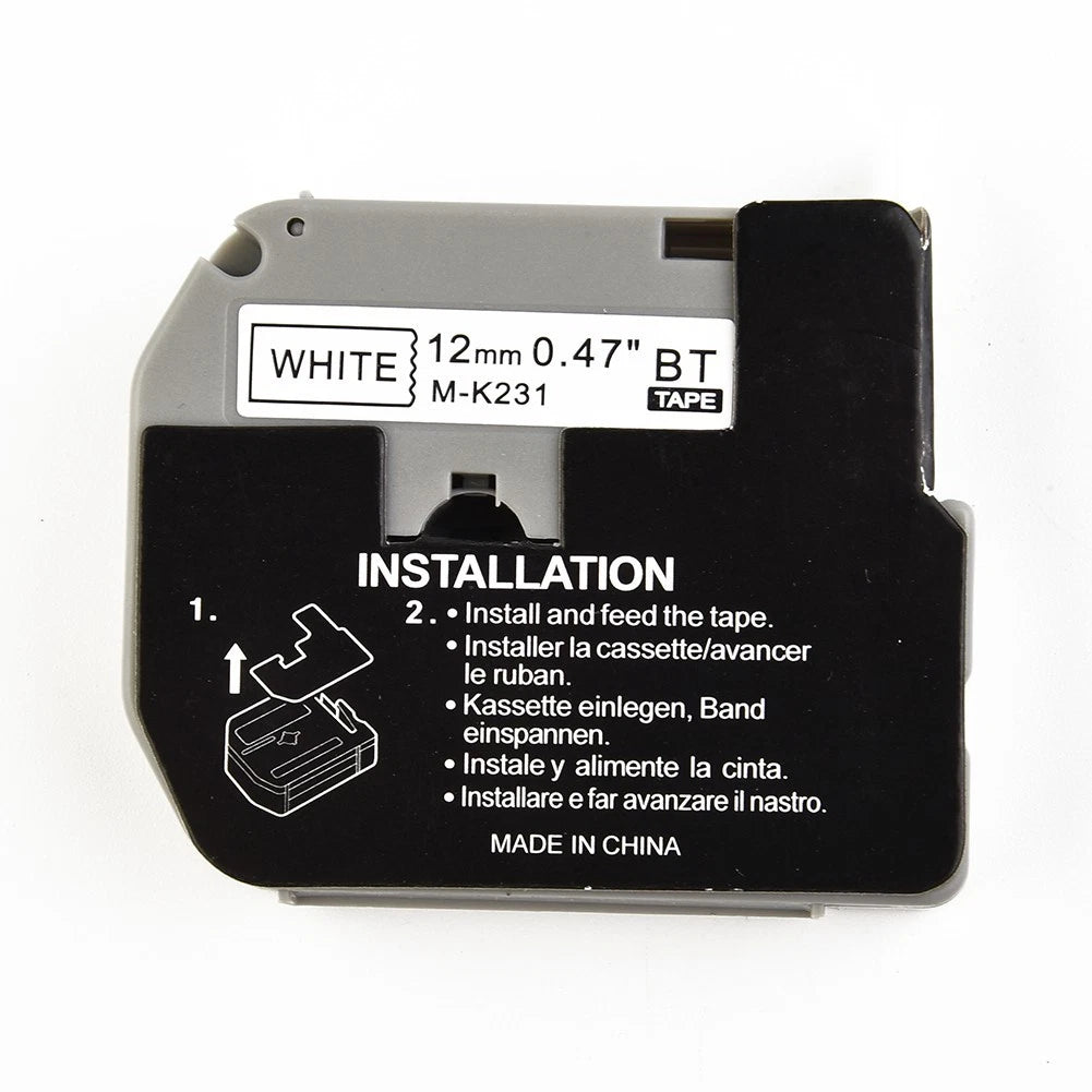 Label Tape for P-Touch (M231, M-K231, MK231) 12mm Black on White