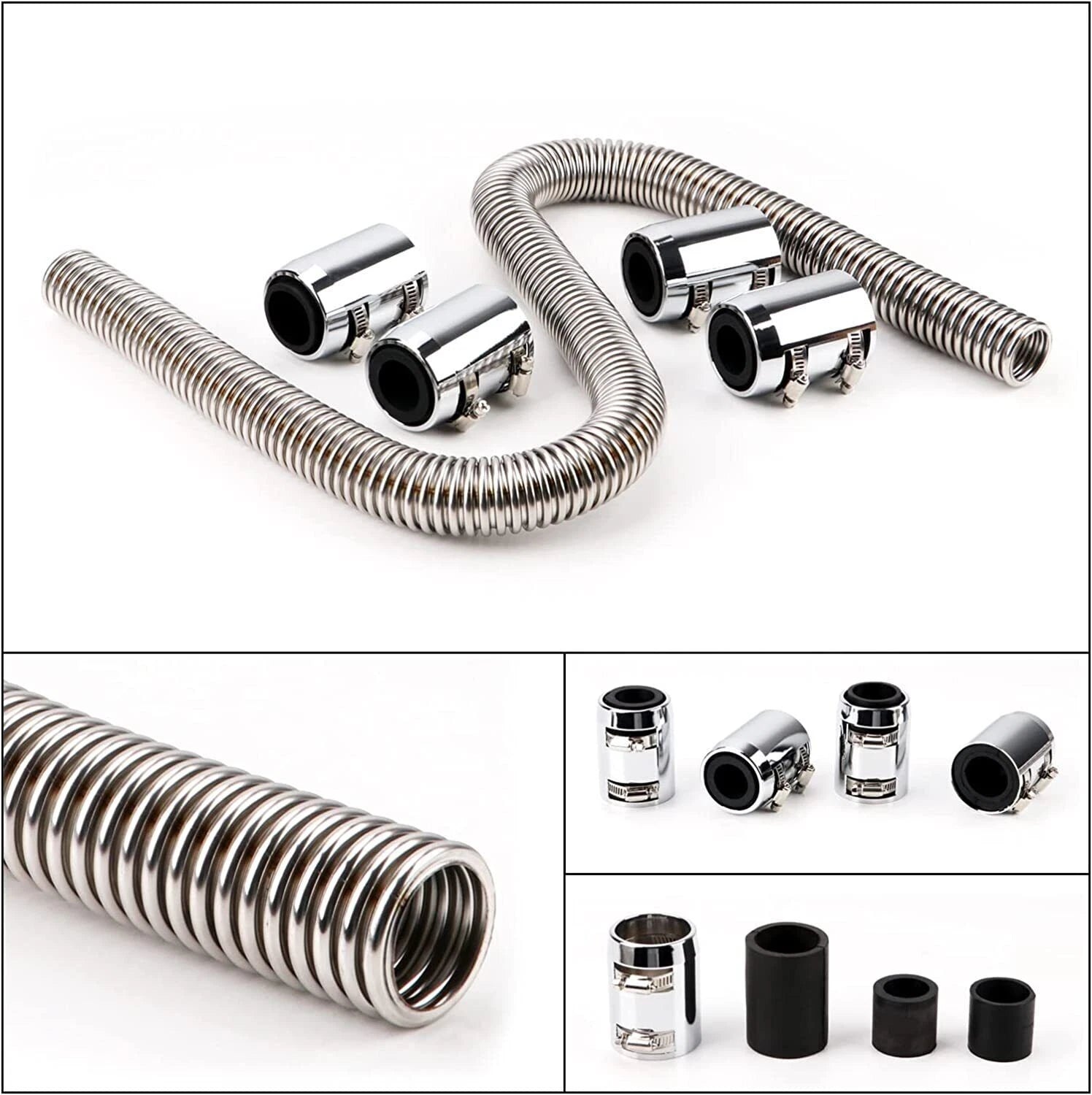 48" Stainless Steel Radiator Coolant Water Hose Kit Universal