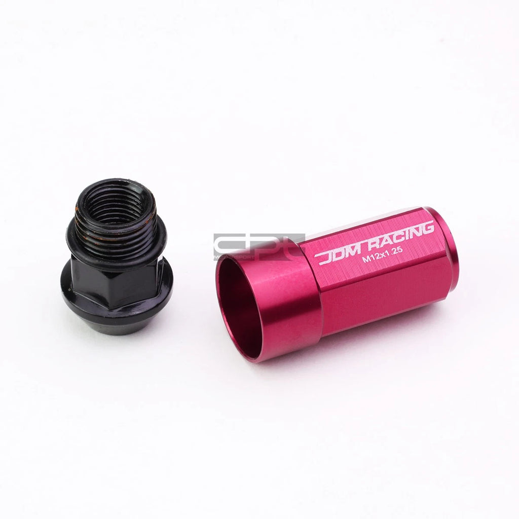 20 PCS M12X1.25 Pink Aluminum Lug Nuts with Caps for JDM Vehicles