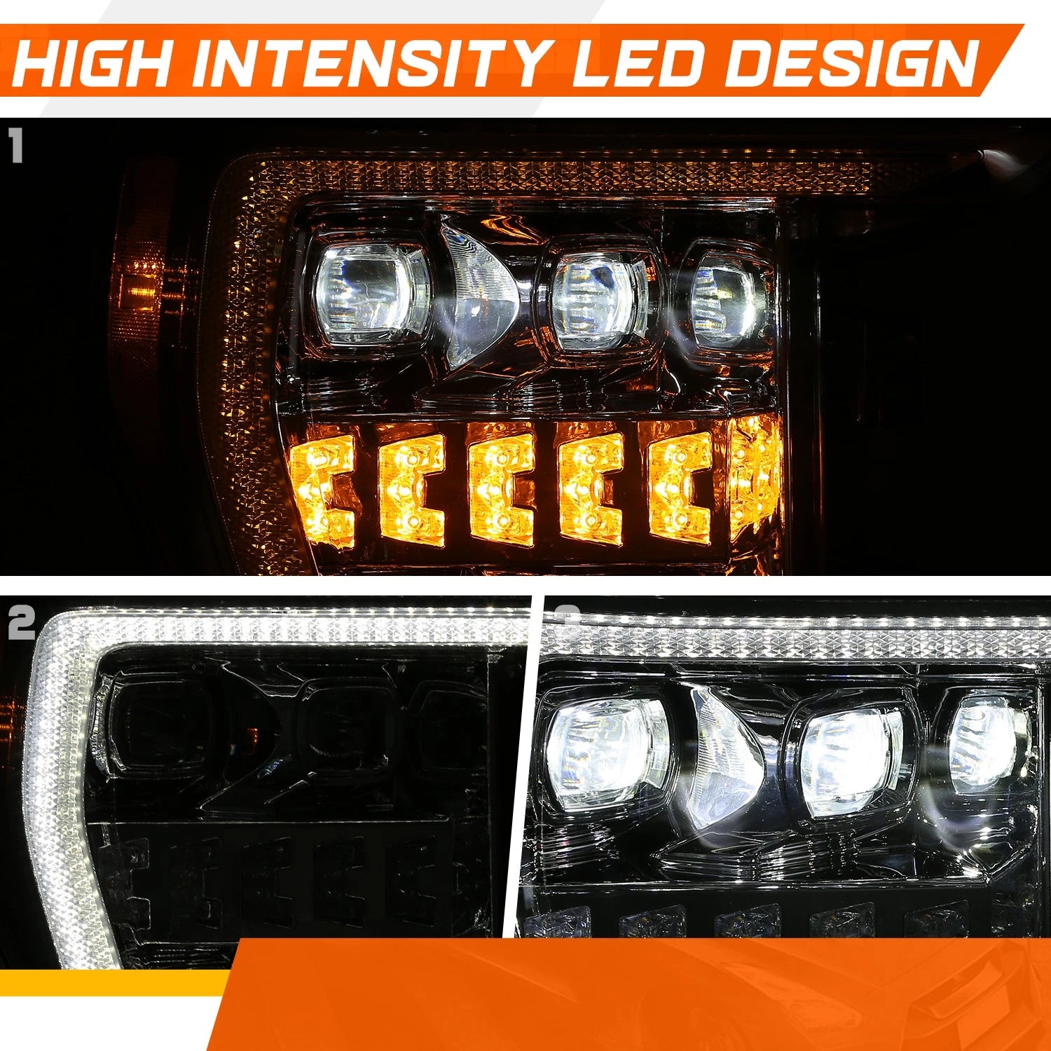 Switchback LED DRL Dual Projector Headlights for Ford F-150 (2021–2023)