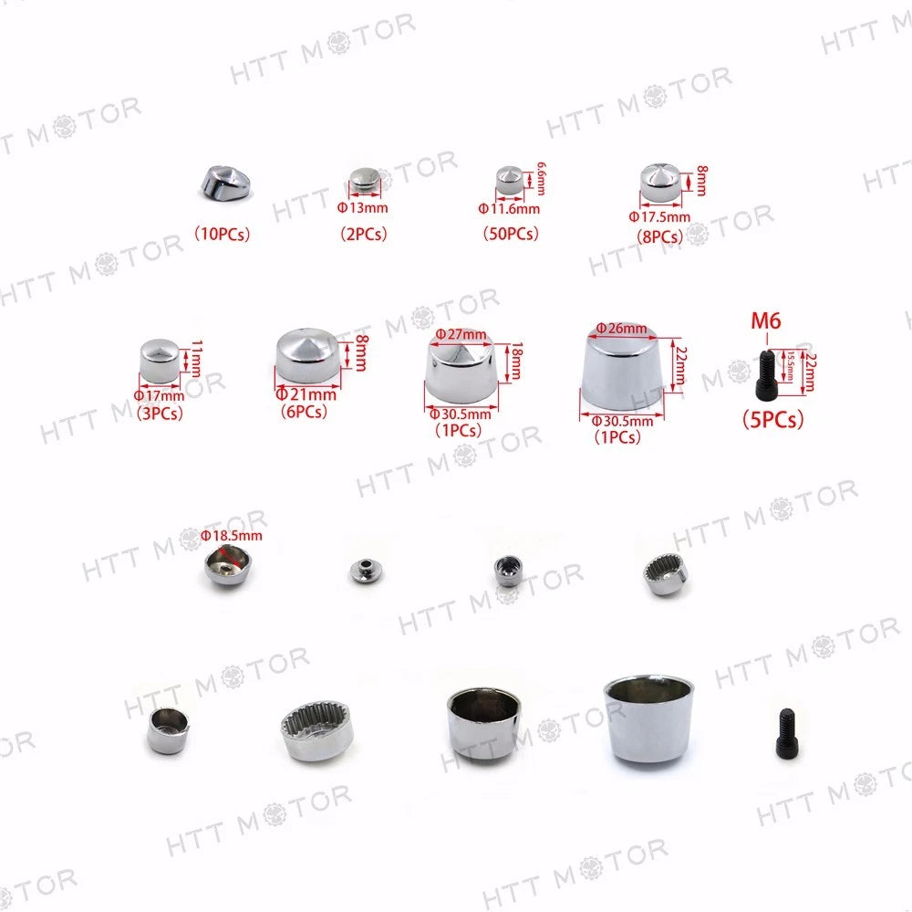 Set of 4 Bolts Toppers Caps for Harley Softail Twin Cam (2007–2010) Chrome