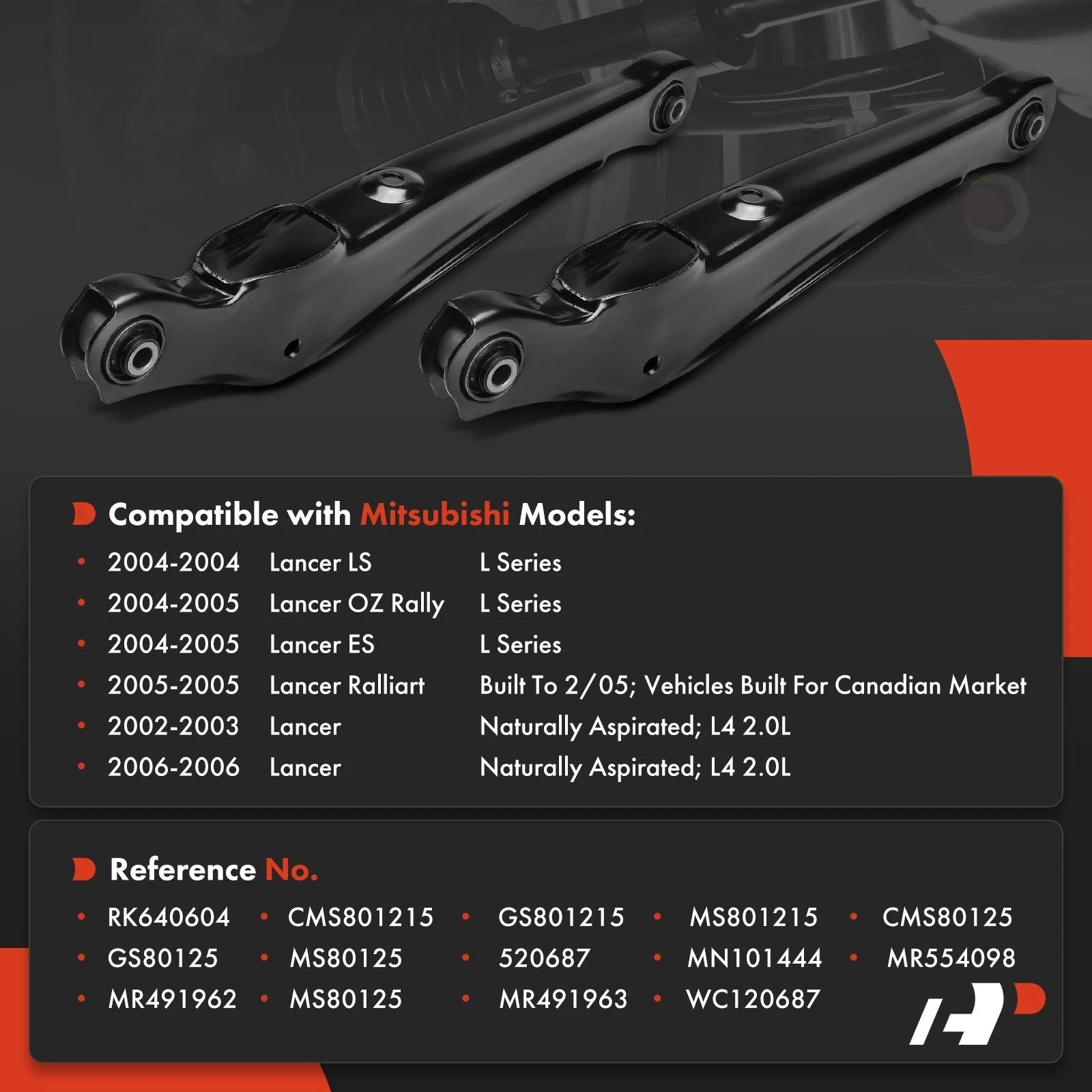 2Pcs Rear Lower Control Arm for Mitsubishi Lancer (2002-2006)