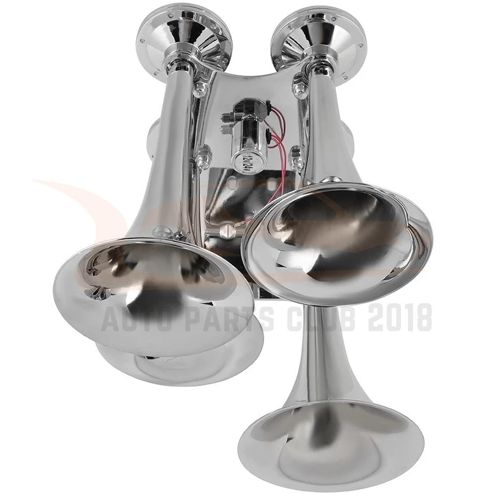 Quad Trumpet Horn for Truck Van Car Boat (12V)