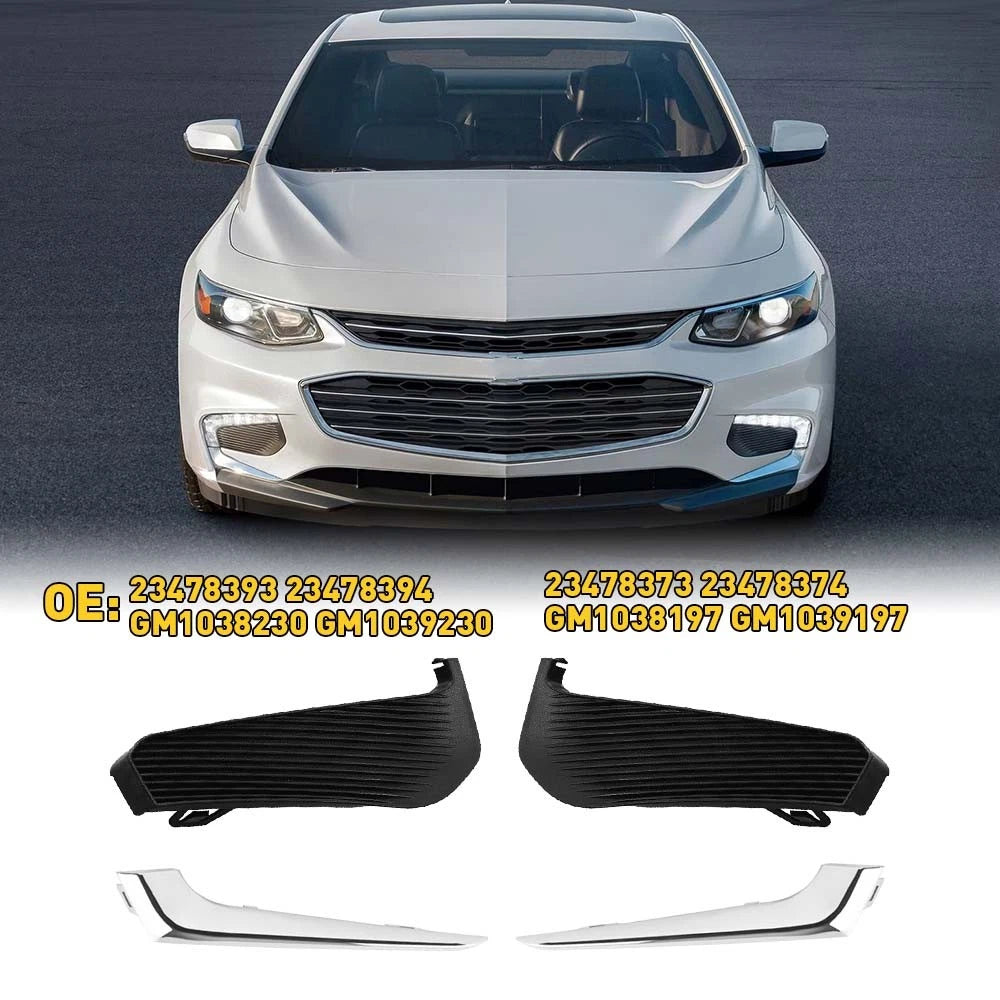 Set of 2 Chrome Front Bumper Fog Light Lamp Covers for Chevrolet Malibu (2016–2018)