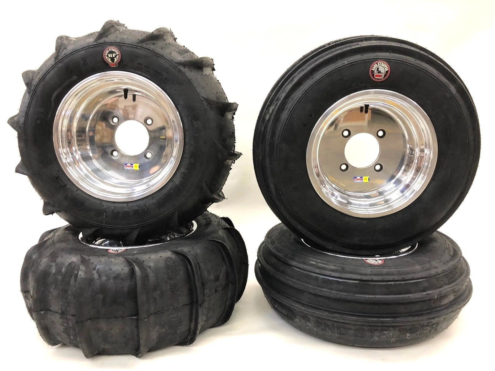 Set of 4 DWT 14" Polish Rims for RZR - GMZ Sand Stripper Tires