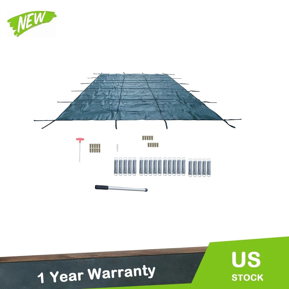 Pool Safety Cover for Rectangle Pools (12x24 Ft) Green