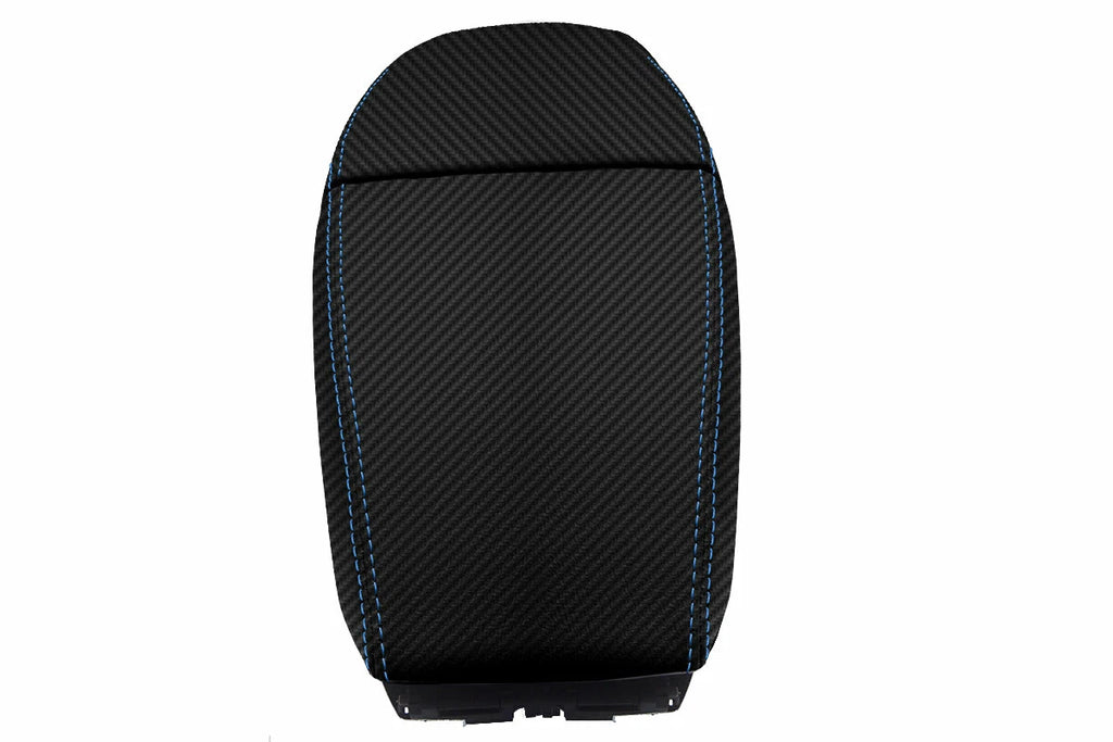 Carbon Fiber Console Lid Armrest Cover for BMW E63 E64 (2003–2010) Blue Stitch