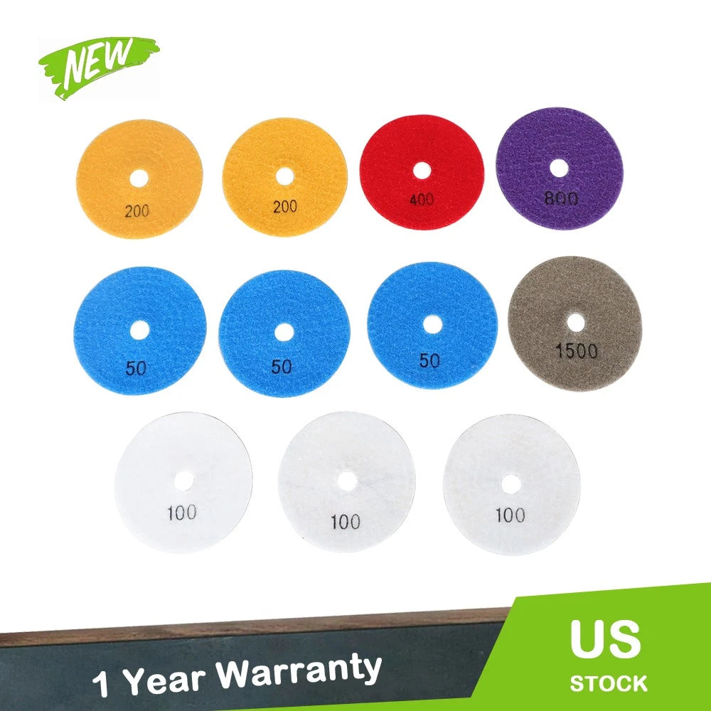 Set of 12 Diamond Polishing Pads for Granite Concrete Marble (4 Inch)