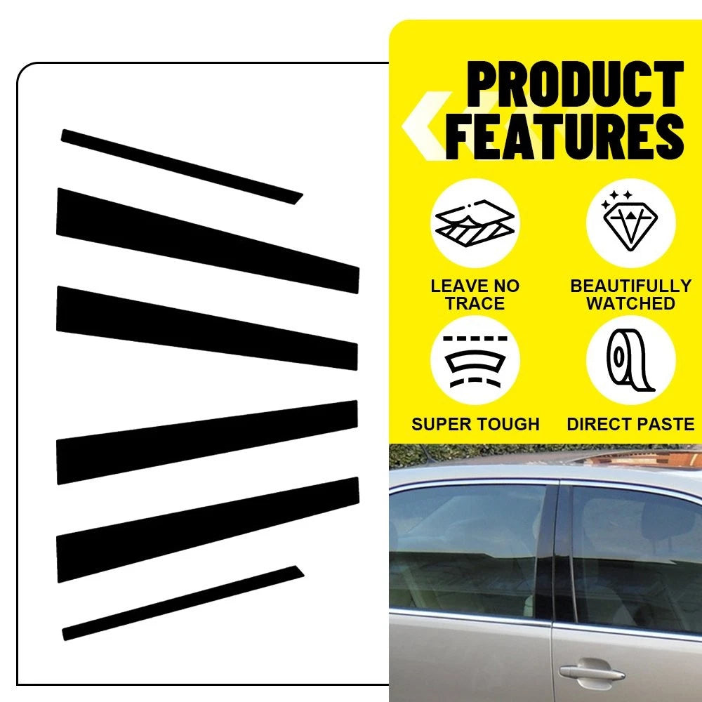 6X Bright Black Pillar Post Trim for Lexus LS430 (2001–2006) EXV