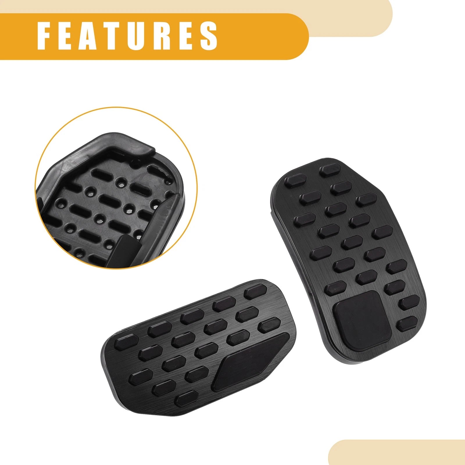 Set of 2 Brake Gas Pedal Pads for Ford F-150 (2021–2023) Black