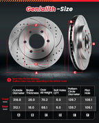Front & Rear Drilled Brake Rotors + Ceramic Pads for Toyota Sequoia (2001–2022)
