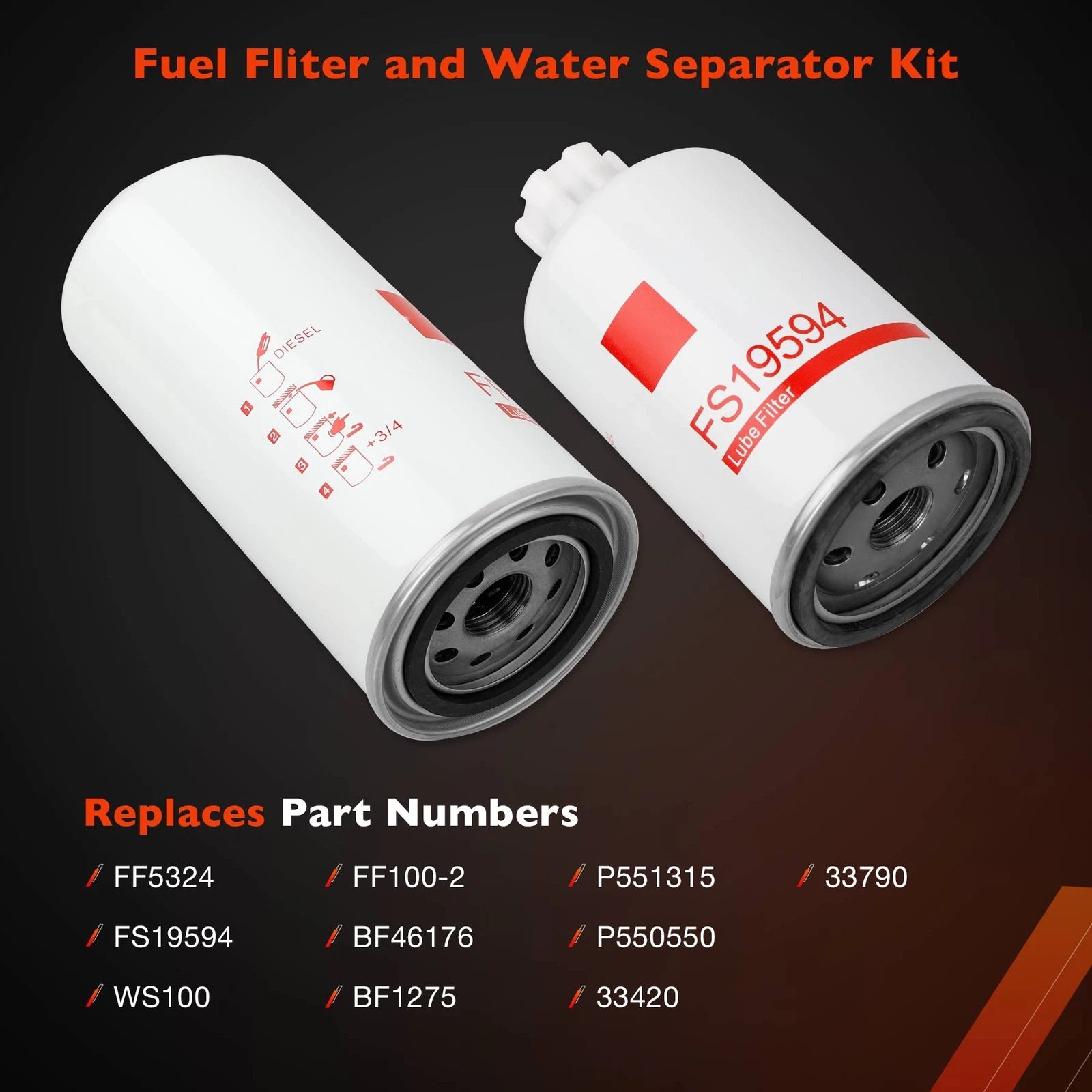 Diesel Fuel Filter Kit FF5324 FS19594 for Dodge Ram 2500 3500