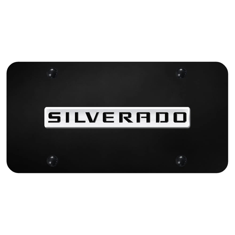 Chrome Name on Black License Plate - Officially Licensed for Chevrolet Silverado
